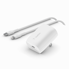 USB-C Wall Charger 20W + USB-C Cable with Lightning Connector, White, hi-res